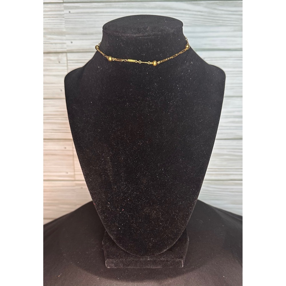 Monet Anklet/Bracelet/Choker- GoldTone Paperclip Chain Gold Bead Accents Vintage